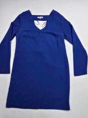 1. State Small Blue Long-Sleeve V-Neck Dress